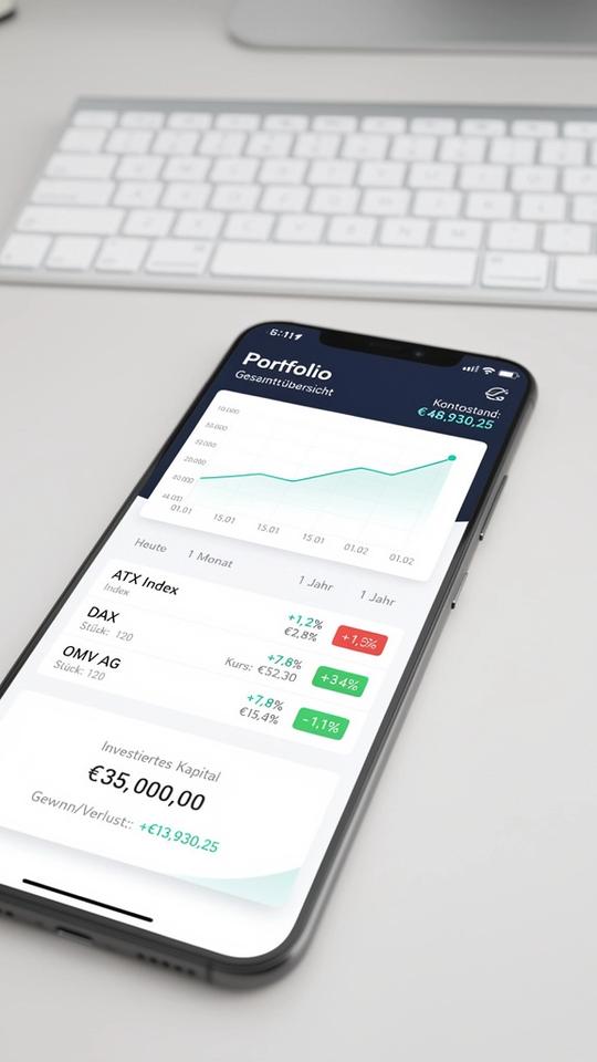 Mockup: Portfolio-Übersicht mit Performance und Positionen